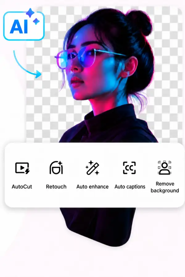 AI background removal and automatic caption tools