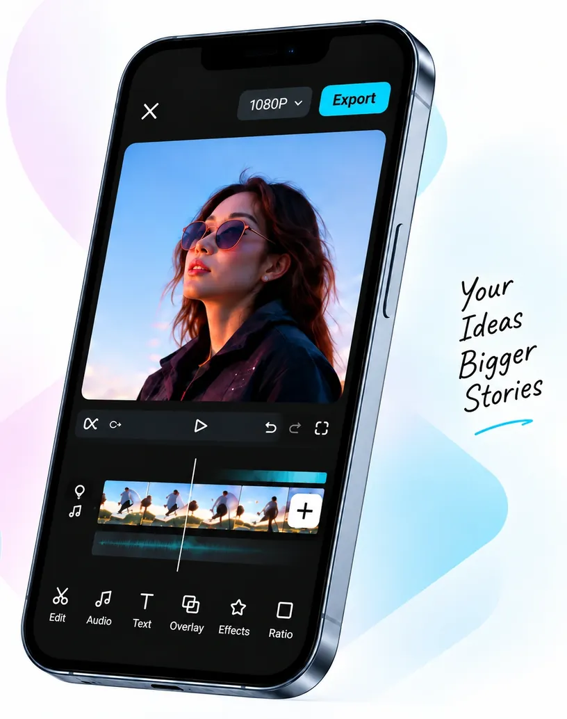 CapCut video editor on an iPhone with a video timeline and editing tools