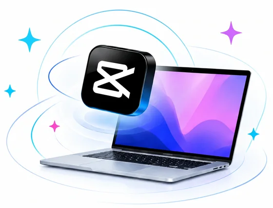 CapCut on a Mac laptop